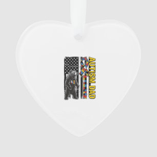 Autism Dad Bear Flag Awareness Shirt Design_1 Ornament