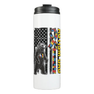 Autism Dad Bear Flag Awareness Shirt Design_1 Thermal Tumbler