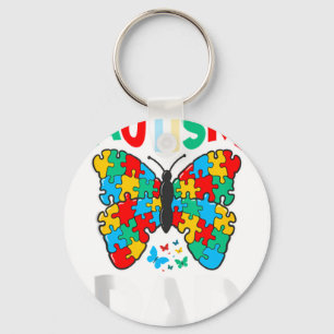 Autism Dad Butterfly Awareness Puzzle Piece Ribbo Key Ring