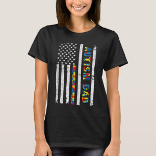 Autism Dad Distressed American Flag Father's Day G T-Shirt