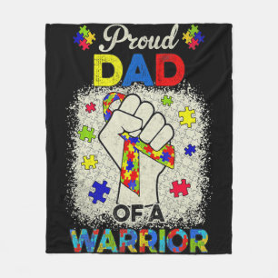 Autism Dad Of Autism Awareness Warrior Support Aut Fleece Blanket