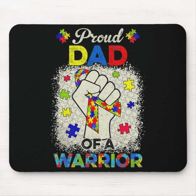 Autism Dad Of Autism Awareness Warrior Support Aut Mouse Pad (Front)