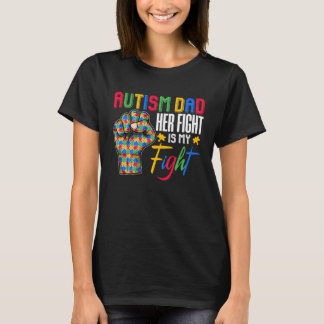 Autism Dad Puzzle Fist Autism Awareness Family Mat T-Shirt