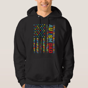 Autism Dad Puzzle US Flag Child Awareness Choose K Hoodie