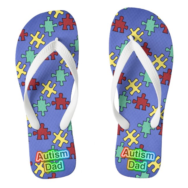 Autism Dad unisex Adult Flip Flops, Wide Straps Jandals (Footbed)