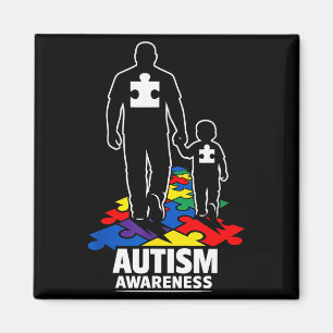 Autism dad walking together puzzle magnet