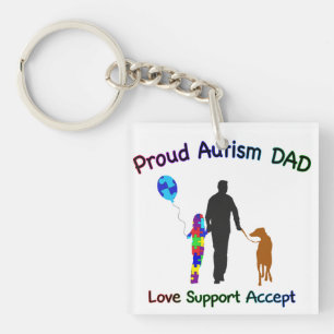 Autism Dad with Dog Key Ring