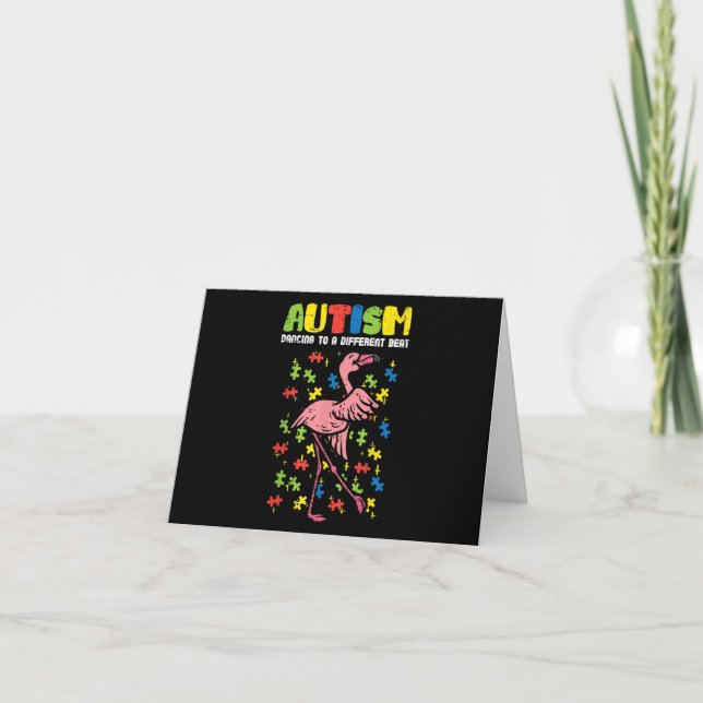 Autism Dancing Different Beat Flamingo Cute Thank You Card (Front)