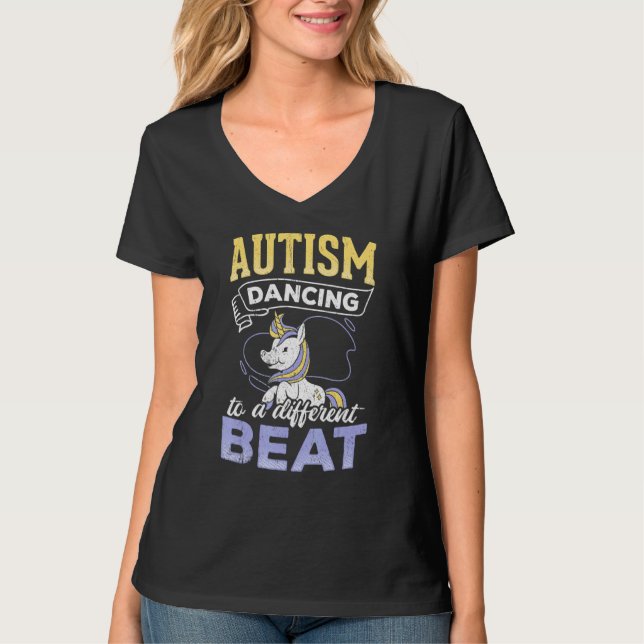 Autism Dancing To A Different Beat - Dancing Unico T-Shirt (Front)