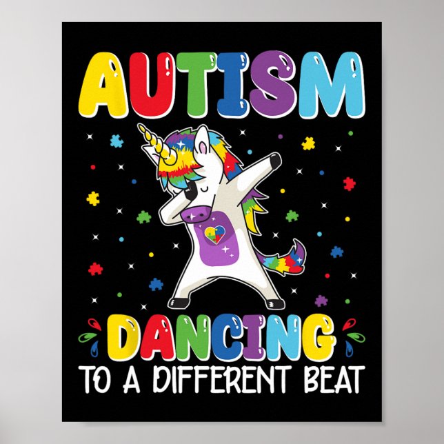Autism Dancing To A Different Beat Dubbing Unicorn Poster (Front)