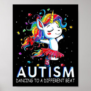 Autism Dancing To Be A Different Beat Unicorn Poster