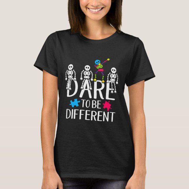Autism-Dare To Be Different Autism Awareness Puzzl T-Shirt (Front)