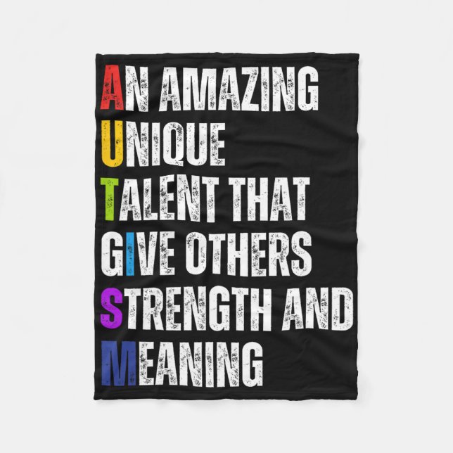 Autism Definition Autism Awareness Month Support I Fleece Blanket (Front)