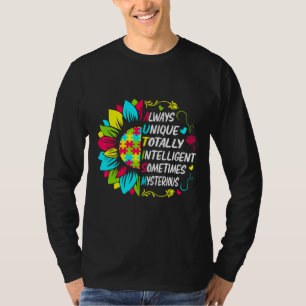 Autism Definition Funny Autism Awareness Sunflower T-Shirt