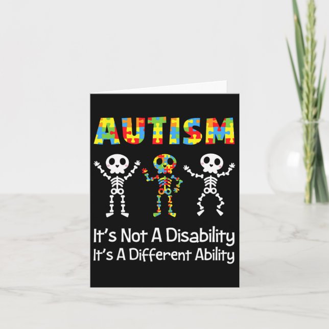 Autism Different Ability Skull Skeleton Neurodiver Card (Front)