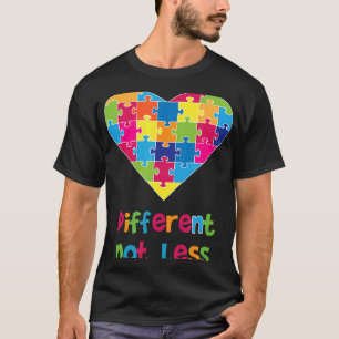 Autism-Different Not Less-Autism Awareness Heart P T-Shirt