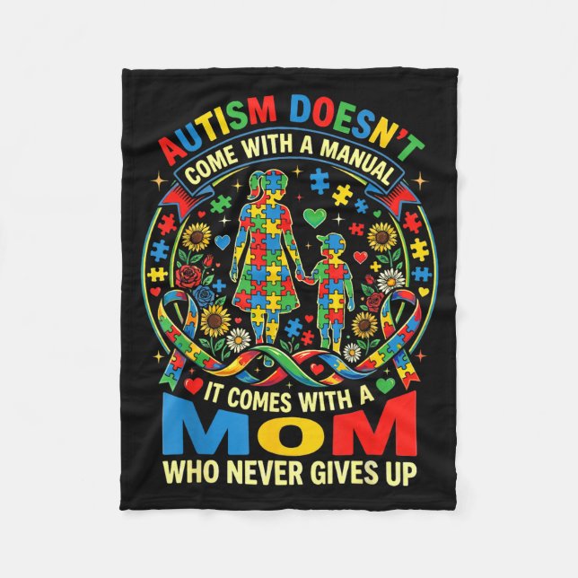 Autism doesn't come with a manual mum autism fleece blanket (Front)