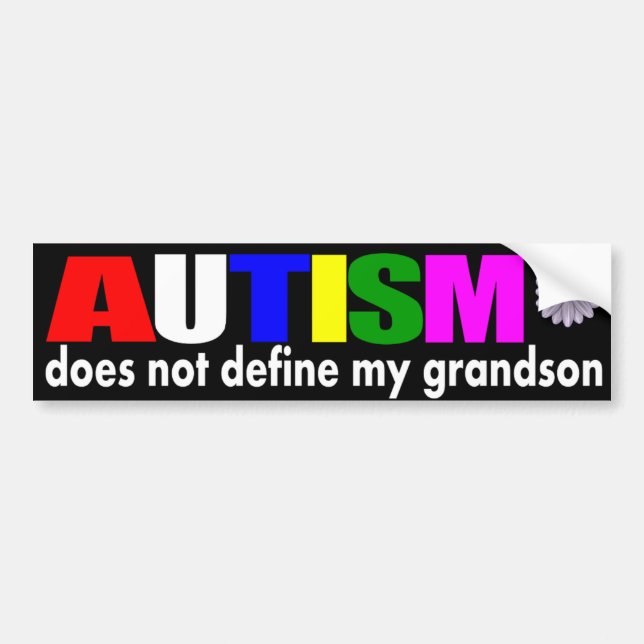 Autism doesn't define my grandson bumper sticker (Front)