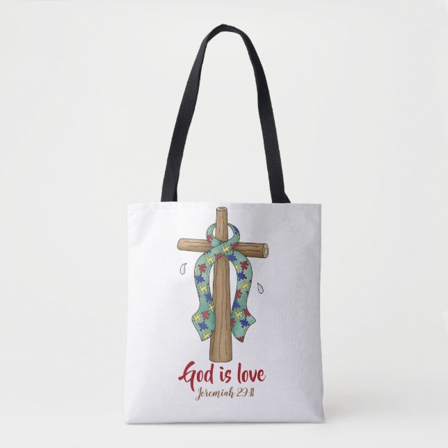 Autism Double-sided Tote Bag, Medium Bag (Front)