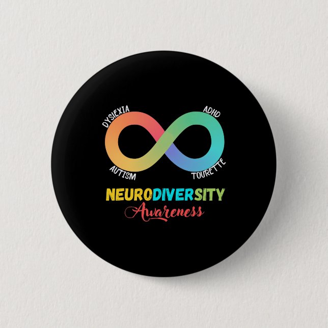 Autism Dyslexia Tourette Neurodiversity Awareness  6 Cm Round Badge (Front)