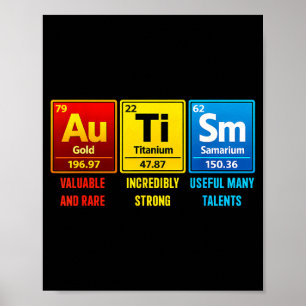 Autism Elements Periodic Table Awareness ASD Men Poster
