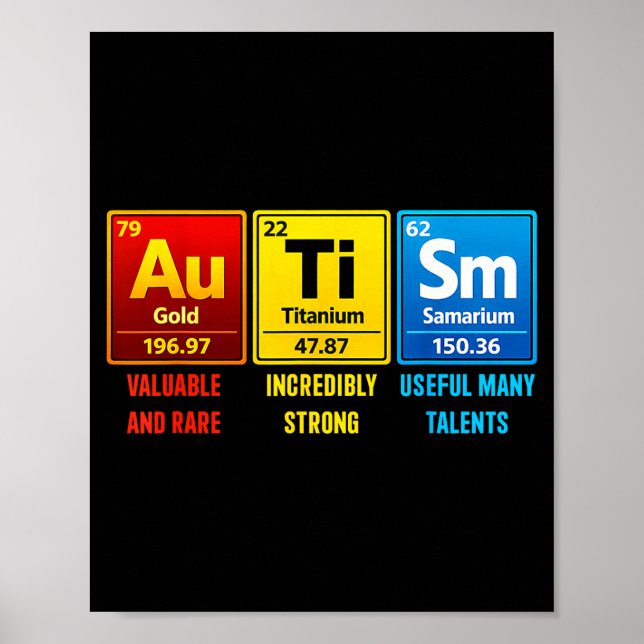 Autism Elements Periodic Table Awareness ASD Men Poster (Front)