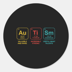 Autism Elements Periodic Table Awareness Asd Men W Classic Round Sticker