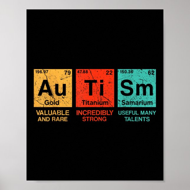 Autism Elements Periodic Table Awareness Asd Men W Poster (Front)