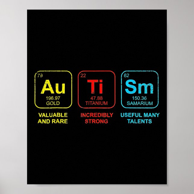 Autism Elements Periodic Table Awareness Asd Men W Poster (Front)