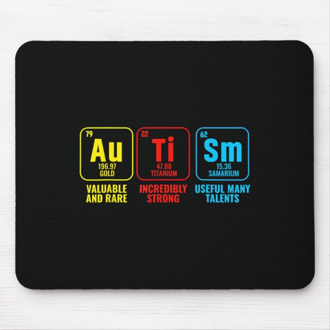 Autism Elements Periodic Table Awareness Asd  Mouse Pad (Front)