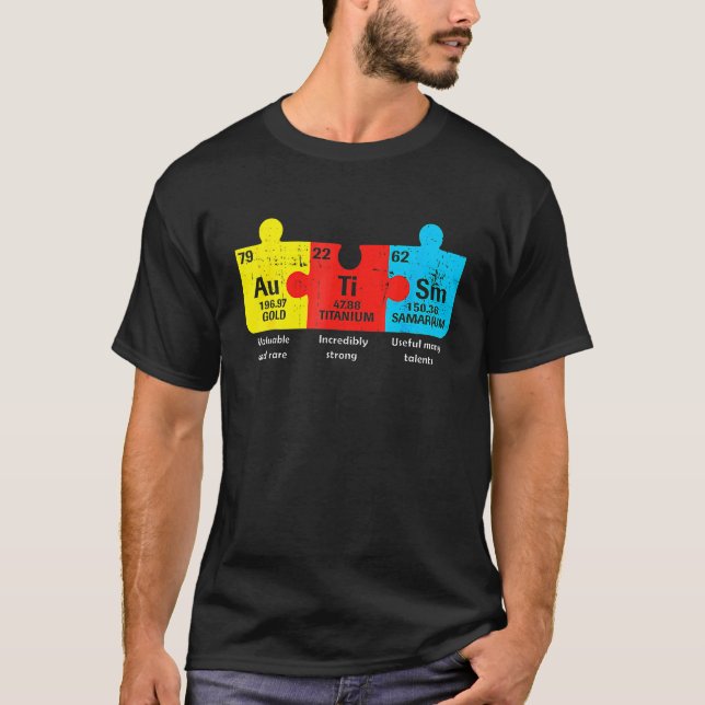 Autism Elements Periodic Table Awareness Asd T-Shirt (Front)