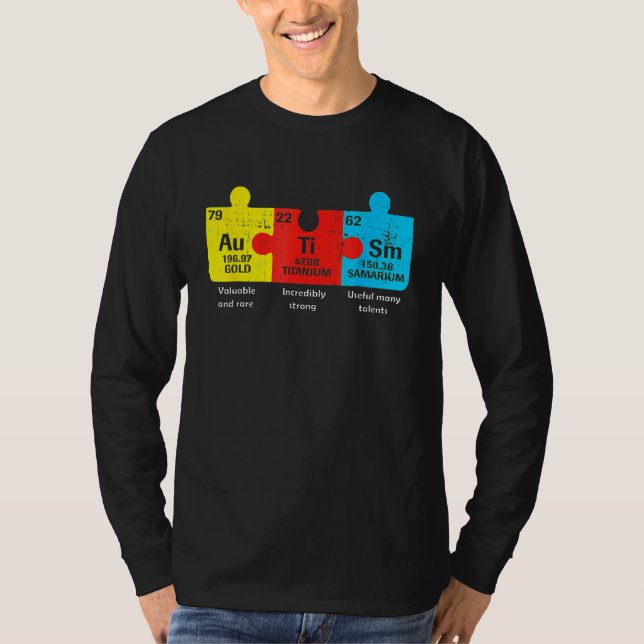 Autism Elements Periodic Table Awareness Asd T-Shirt (Front)