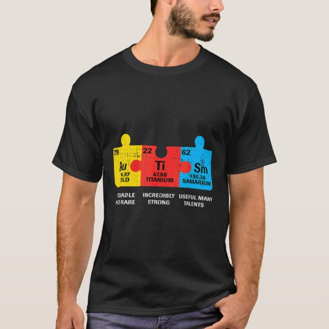 Autism Elements Periodic Table Awareness Style T-Shirt (Front)