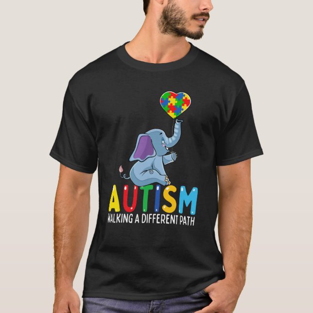 Autism Elephant Walking A Different Path For Kids T-Shirt (Front)