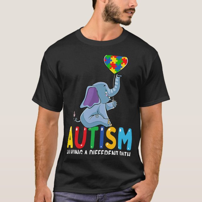 Autism Elephant Walking A Different Path For Kids T-Shirt (Front)