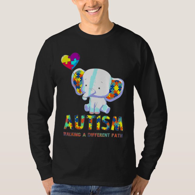 Autism Elephant Walking A Different Path  For Kids T-Shirt (Front)