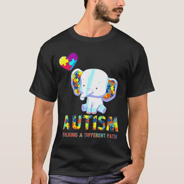 Autism Elephant Walking A Different Path  For Kids T-Shirt (Front)