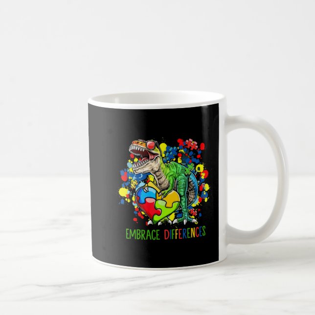 Autism Embrace Differences Dinosaur T-Rex Kids Cut Coffee Mug (Right)