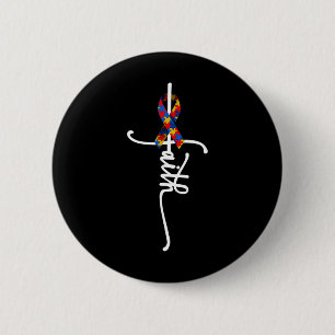 Autism Faith Cross Autism Autistic Gifts Autism Aw 6 Cm Round Badge