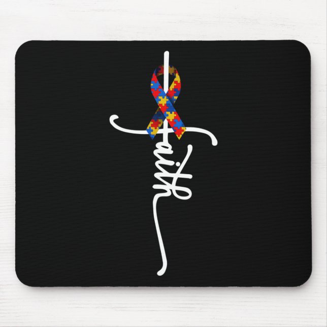Autism Faith Cross Autism Autistic Gifts Autism Aw Mouse Pad (Front)