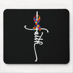 Autism Faith Cross Autism Autistic Gifts Autism Aw Mouse Pad