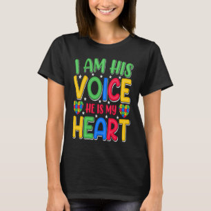 Autism Fathering I am His Voice He Is My Heart Aut T-Shirt
