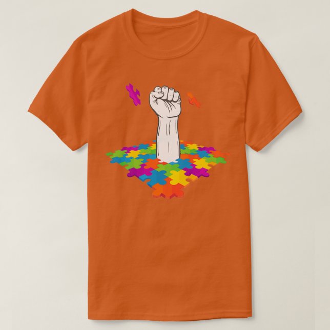 Autism Fight Is My Fight Puzzle Fist T-Shirt (Design Front)