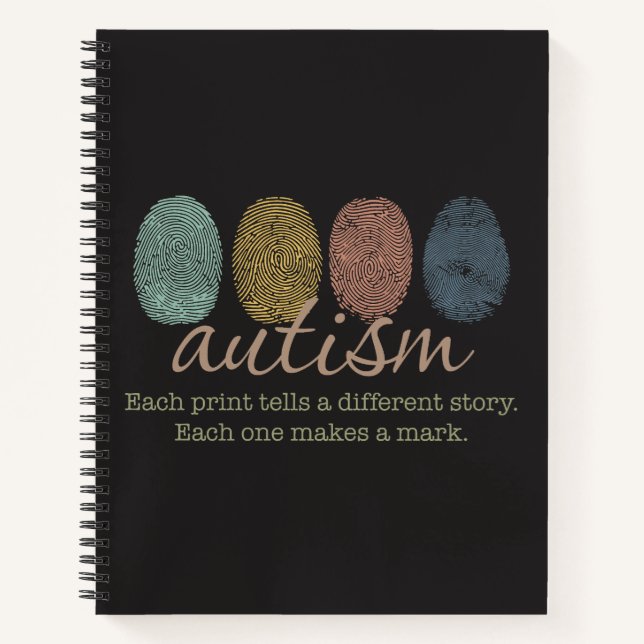 Autism Fingerprint/Quote Spiral Notebook (Front)