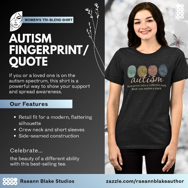 Autism Fingerprint Quote Women's Tri-Blend Shirt (Creator Uploaded)