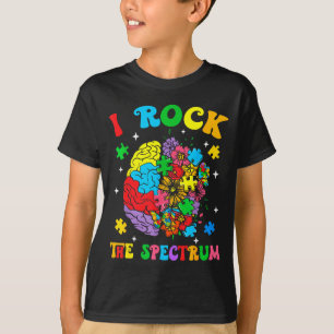 Autism Floral Brain I Rock The Spectrum Awareness  T-Shirt