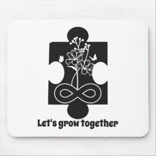 Autism Floral Puzzle Piece Special Education Teach Mouse Pad
