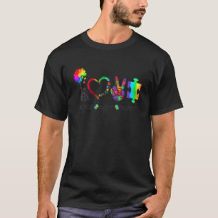 Autism Flower Peace Love Autism Happy Autism Aware T-Shirt