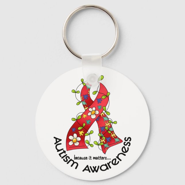 AUTISM Flower Ribbon 1 Key Ring (Front)