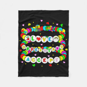 Autism Friendship Bracelet Love Accept Understand Fleece Blanket